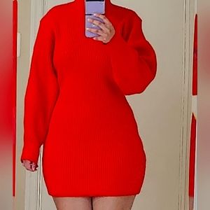 Red sweater dress